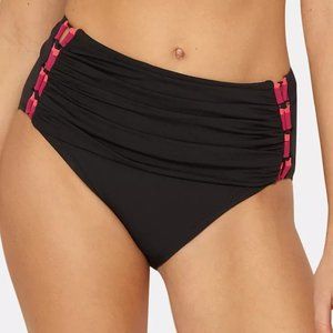 Bleu by Rod Beattie Ruched Strappy-Side High-Waist Bikini Bottoms